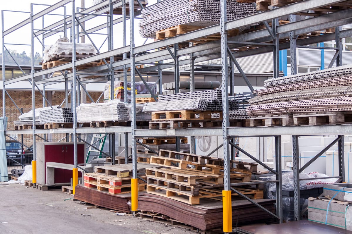 Business equipment and inventory on an operating floor